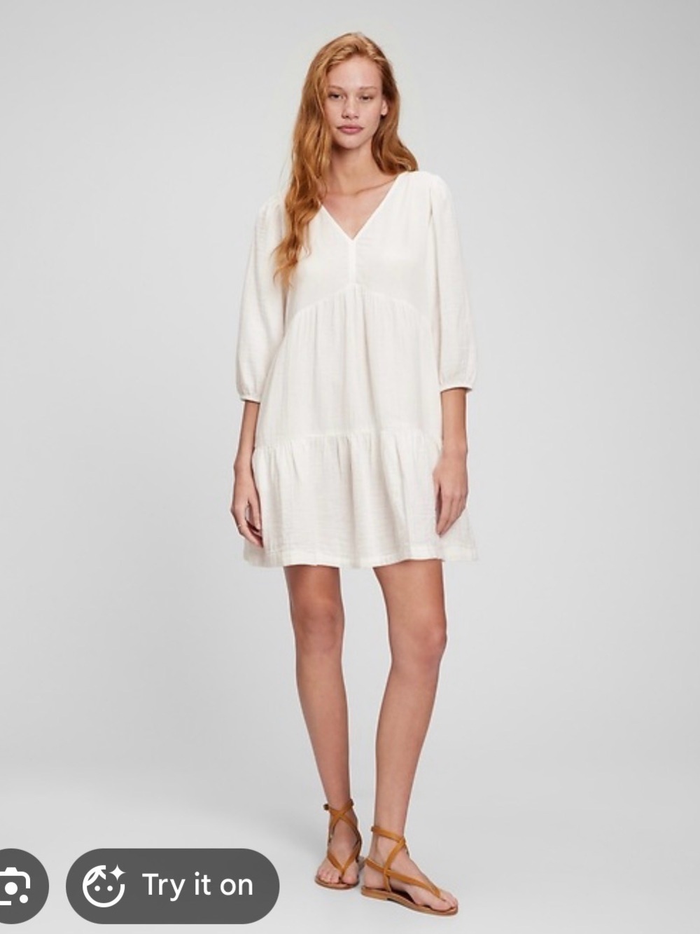 GAP White cotton gauze crinkle dress S